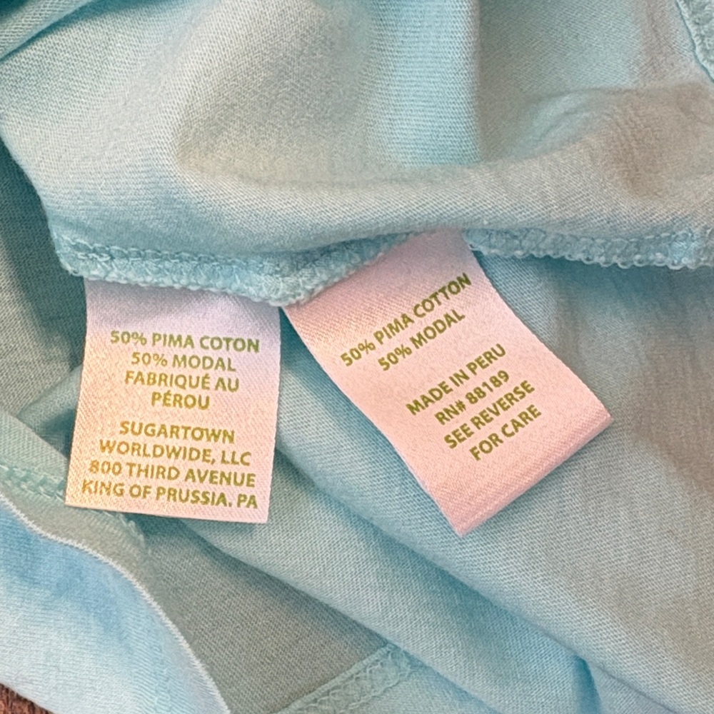 Lilly Pulitzer Light Blue Aqua Off-Shoulder Blouse Ruffle Cold Shoulder Modal - Picture 4 of 5
